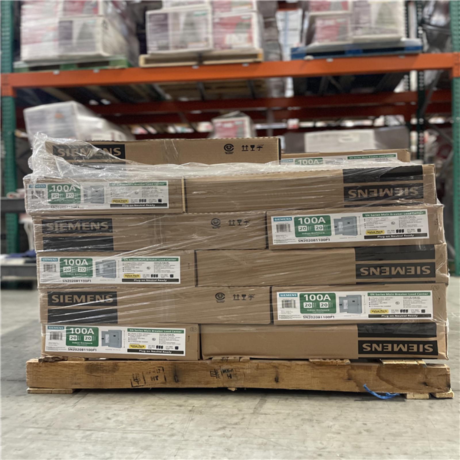 DALLAS LOCATION- NEW! SIEMENS SN Series 100 AMP 20 Cir Load Center PALLET ( 23 UNITS)