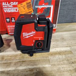 HOUSTON LOCATION - AS-IS (APPEARS LIKE NEW) Milwaukee-3522-21 Green Beam Laser Cross Line Plumb Point USB Rechargeable