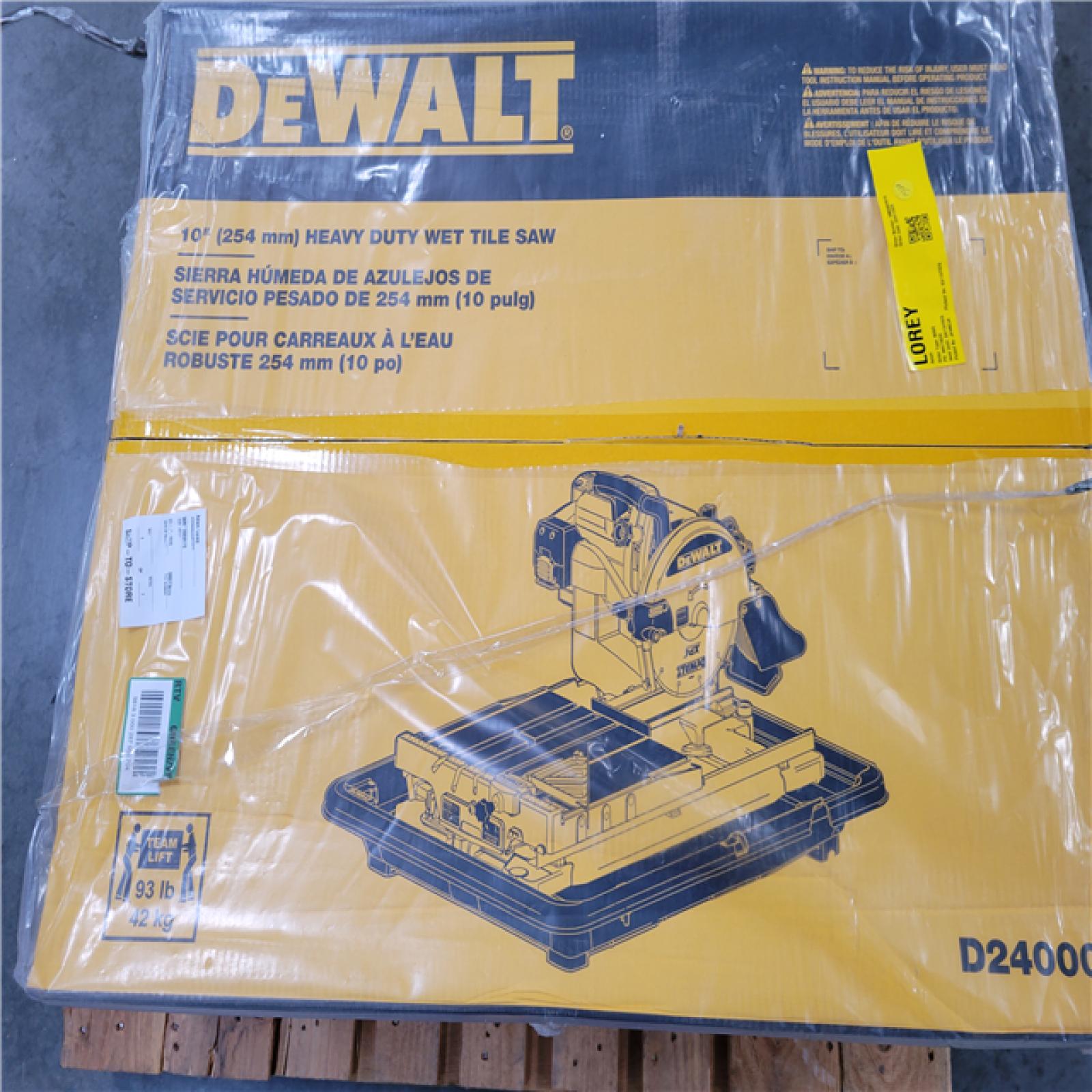 CALIFORNIA AS-IS DEWALT 10 (254mm) HEAVY DUTY WET TILE SAW