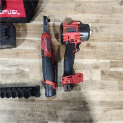 HOUSTON LOCATION - AS - IS Milwaukee 2 Tool Combo Kit W/ (2) Battery & Charger & SOCKET WRENCHES