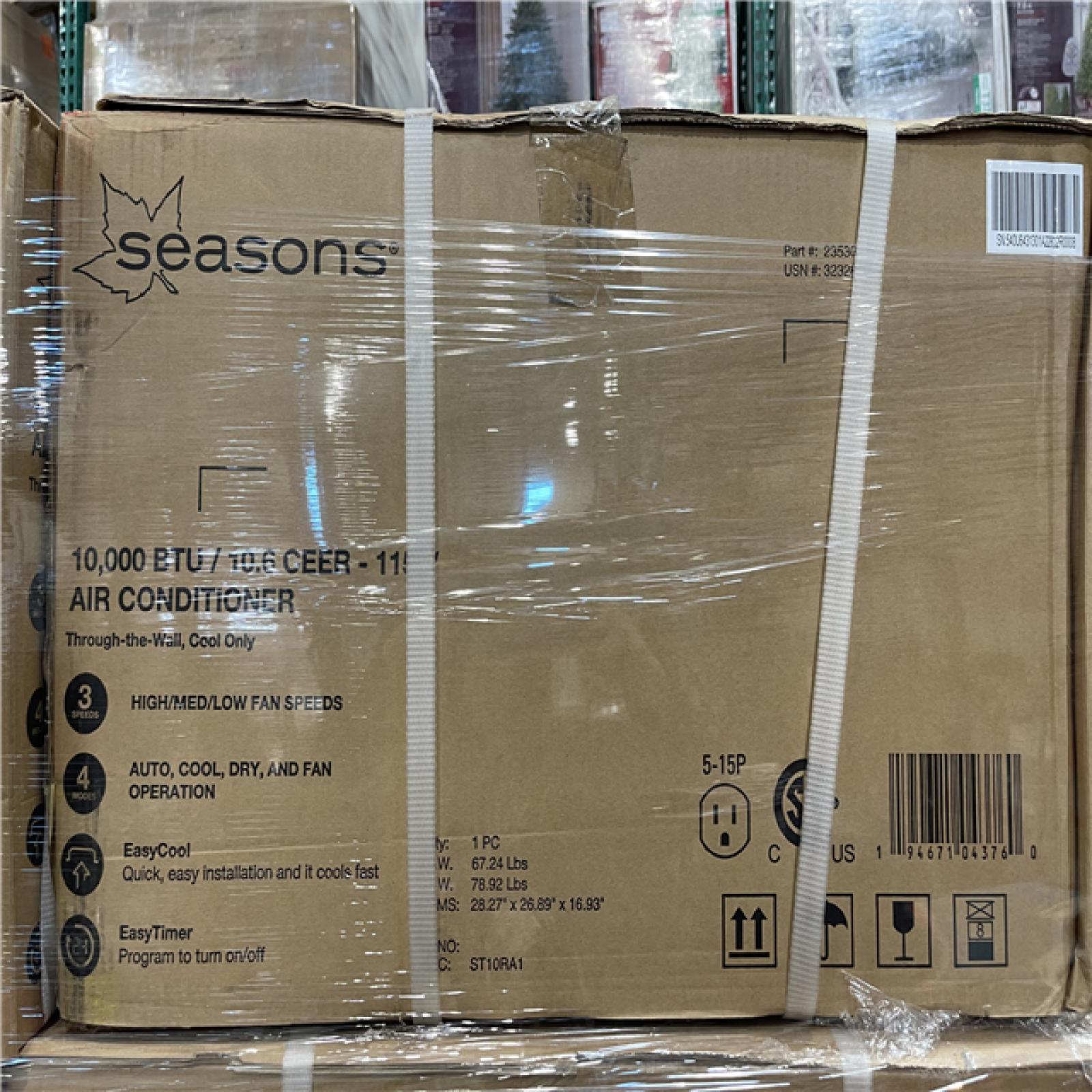 DALLAS LOCATION- SEASONS 10 000BTU AIR CONDITIONER PALLET-(8 UNITS)