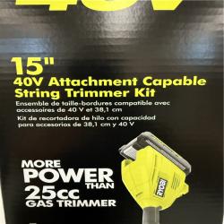California NEW Ryobi 15 40V Attachment Capable String Trimmer Kit, includes (1) Battery & Charger