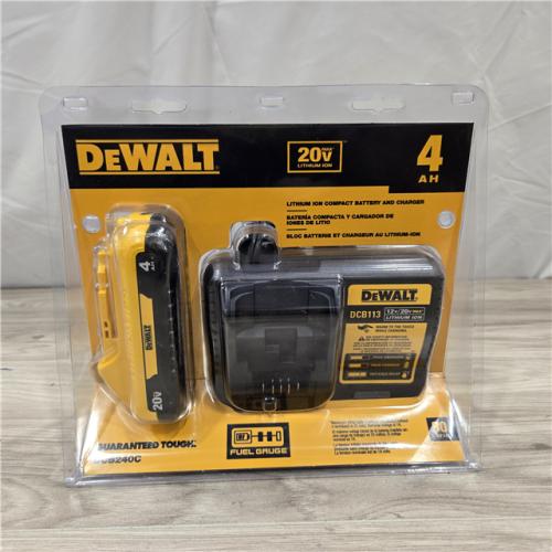NEW! - DEWALT 20V MAX Compact Lithium-Ion 4.0Ah Battery Pack with 12V to 20V MAX Charger