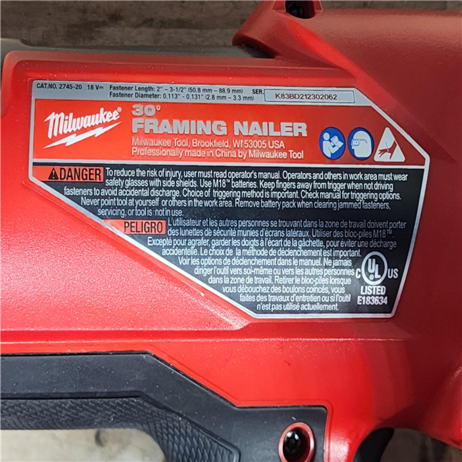 HOUSTON LOCATION - AS-IS Milwaukee FUEL 3-1/2 in. 18-Volt 30-Degree Lithium-Ion Brushless Cordless Framing Nailer (Tool-Only)