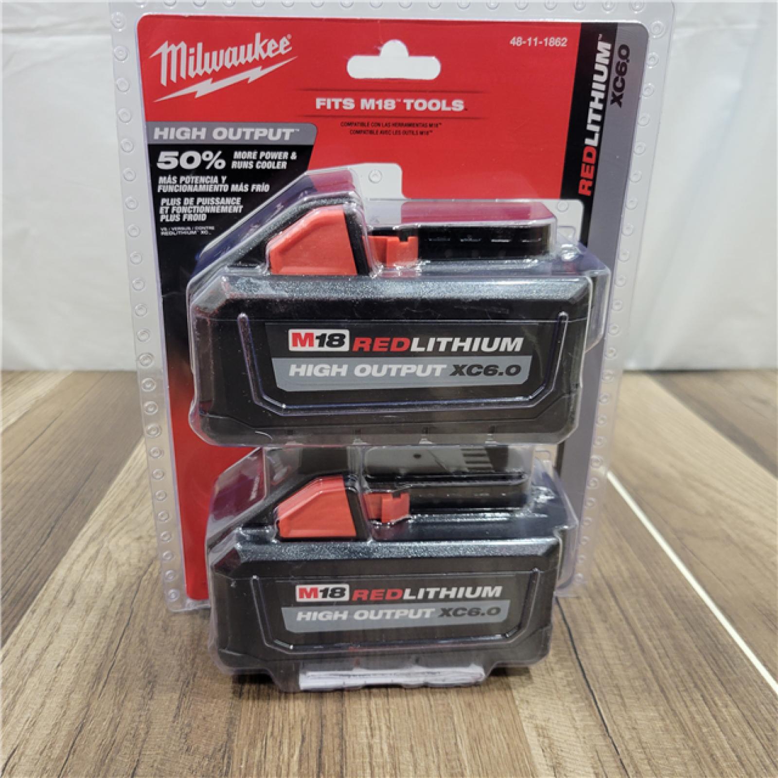 NEW! Milwaukee M18 18-Volt Lithium-Ion High Output 6.0Ah Battery Pack (2-Pack)