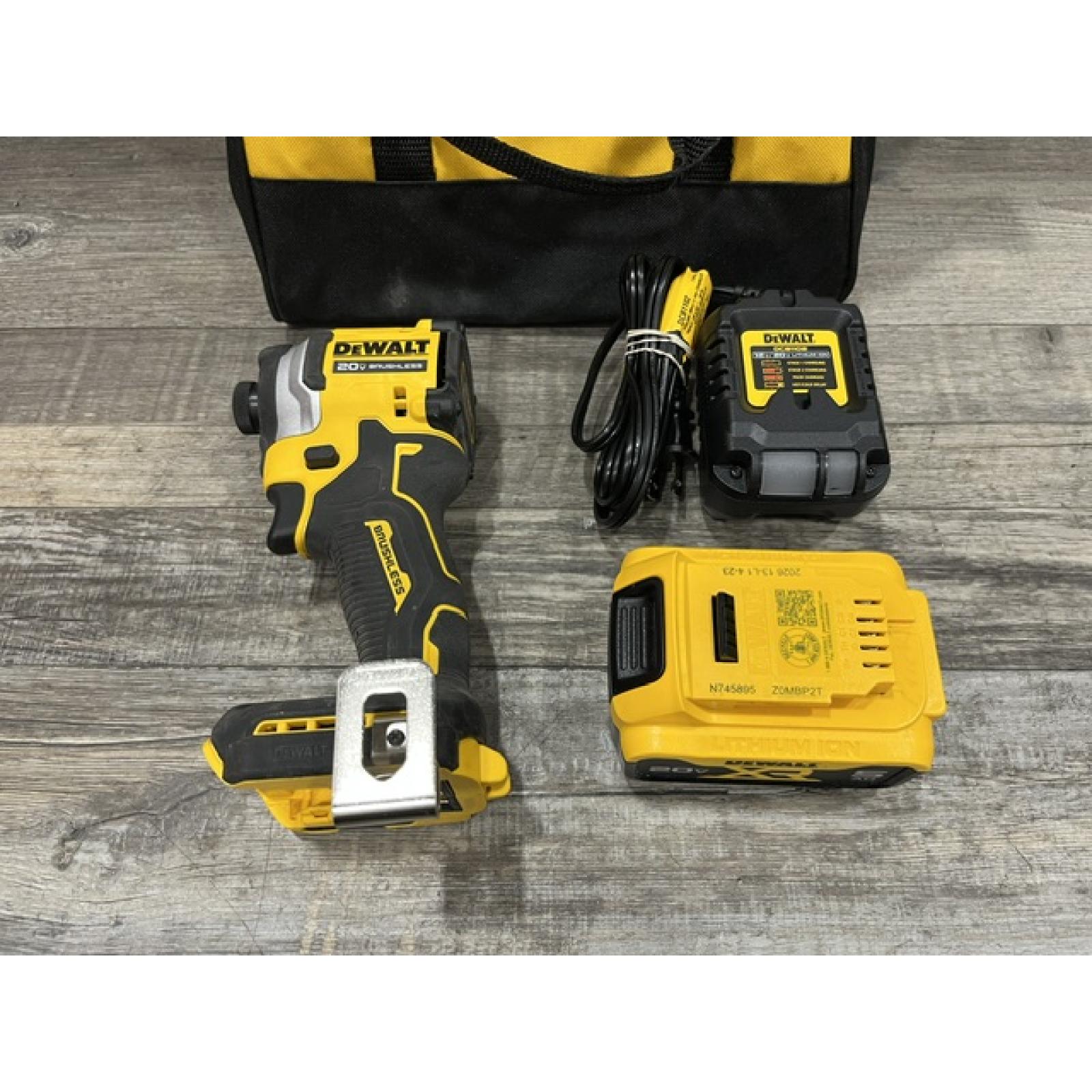 AS-IS DEWALT ATOMIC 20V MAX Lithium-Ion Cordless 1/4 in. Brushless Impact Driver Kit