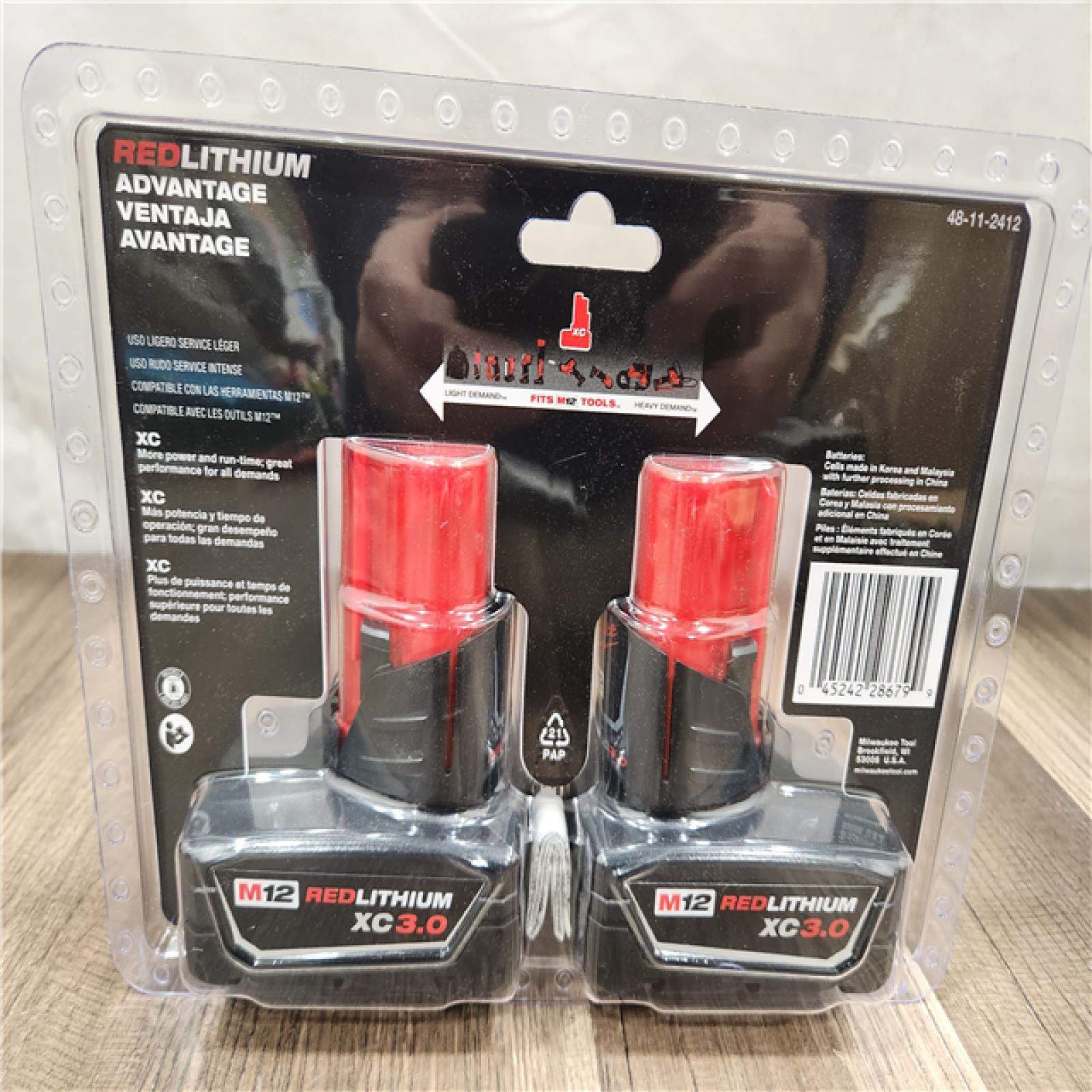 NEW- Milwaukee M12 12-Volt Lithium-Ion XC Extended Capacity 3.0Ah Battery Pack 3.0Ah (2-Pack)