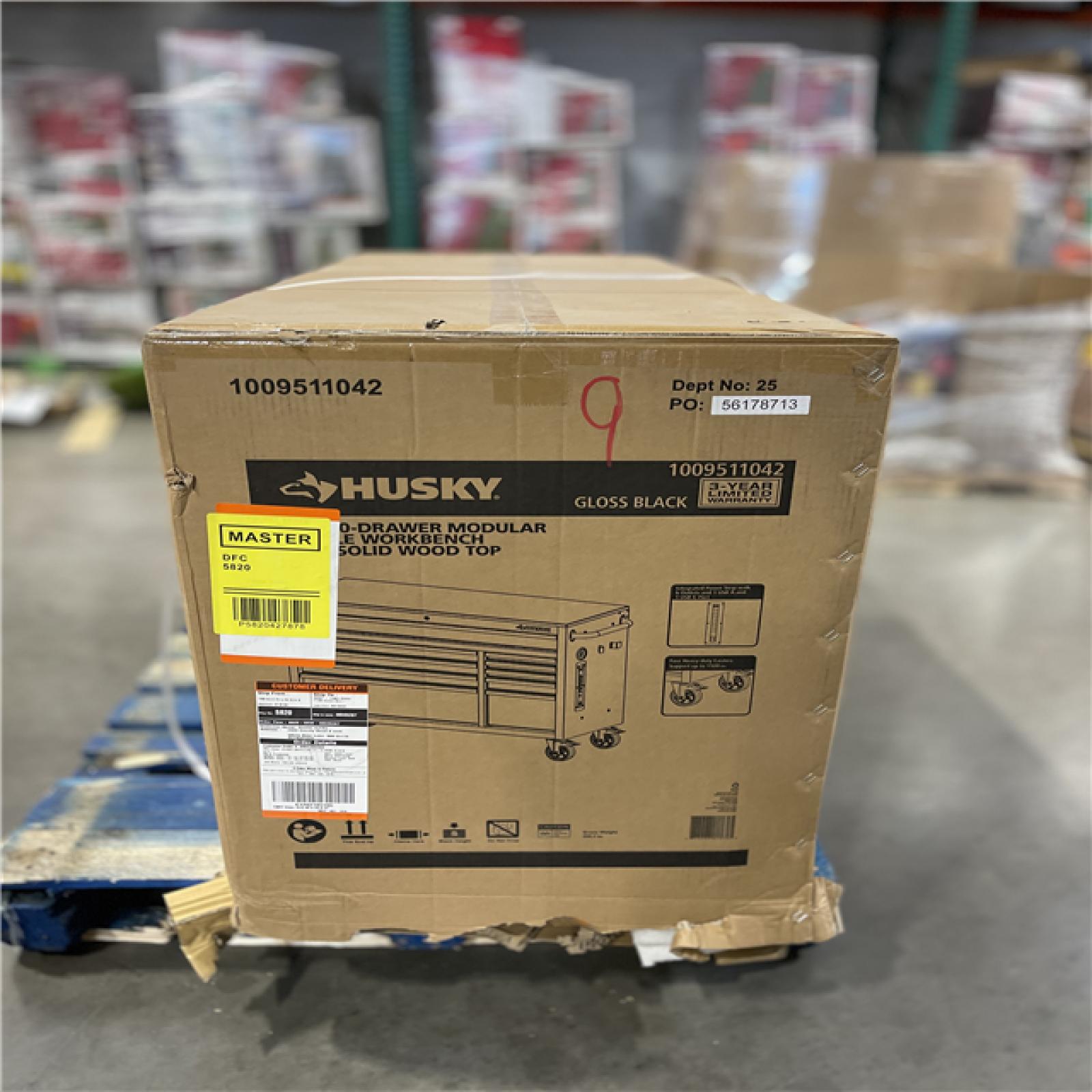 DALLAS LOCATION -  Husky Modular Tool Storage 52 in. W x 20 in. D Standard Duty Black Mobile Workbench Cabinet