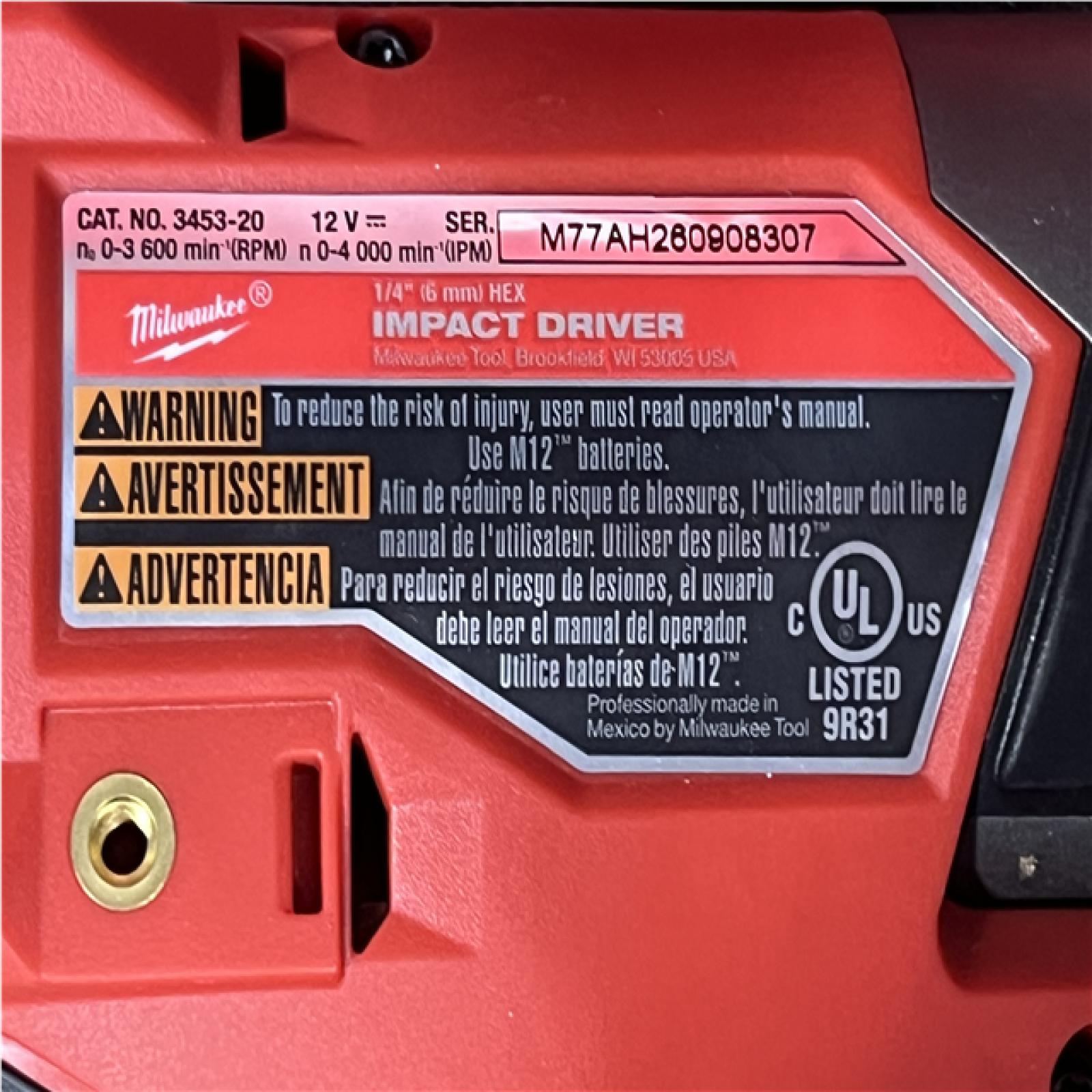 Houston Location AS-IS Milwaukee FUEL 12V Lithium-Ion Brushless Cordless 1/4 in. Hex Impact Driver (Tool-Only)