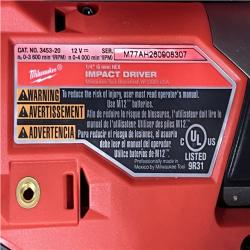 Houston Location AS-IS Milwaukee FUEL 12V Lithium-Ion Brushless Cordless 1/4 in. Hex Impact Driver (Tool-Only)