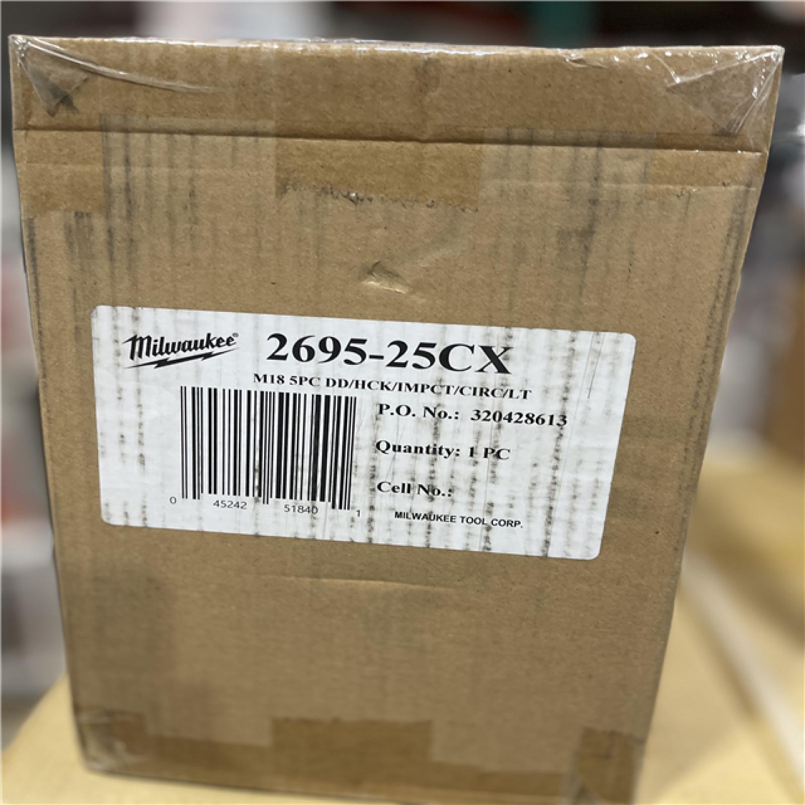 NEW! - Milwaukee M18 18V Lithium-Ion Cordless Combo Kit (5-Tool) with (1) 3.0Ah and (1) 1.5Ah Battery  (1) Charger  (1) Tool Bag