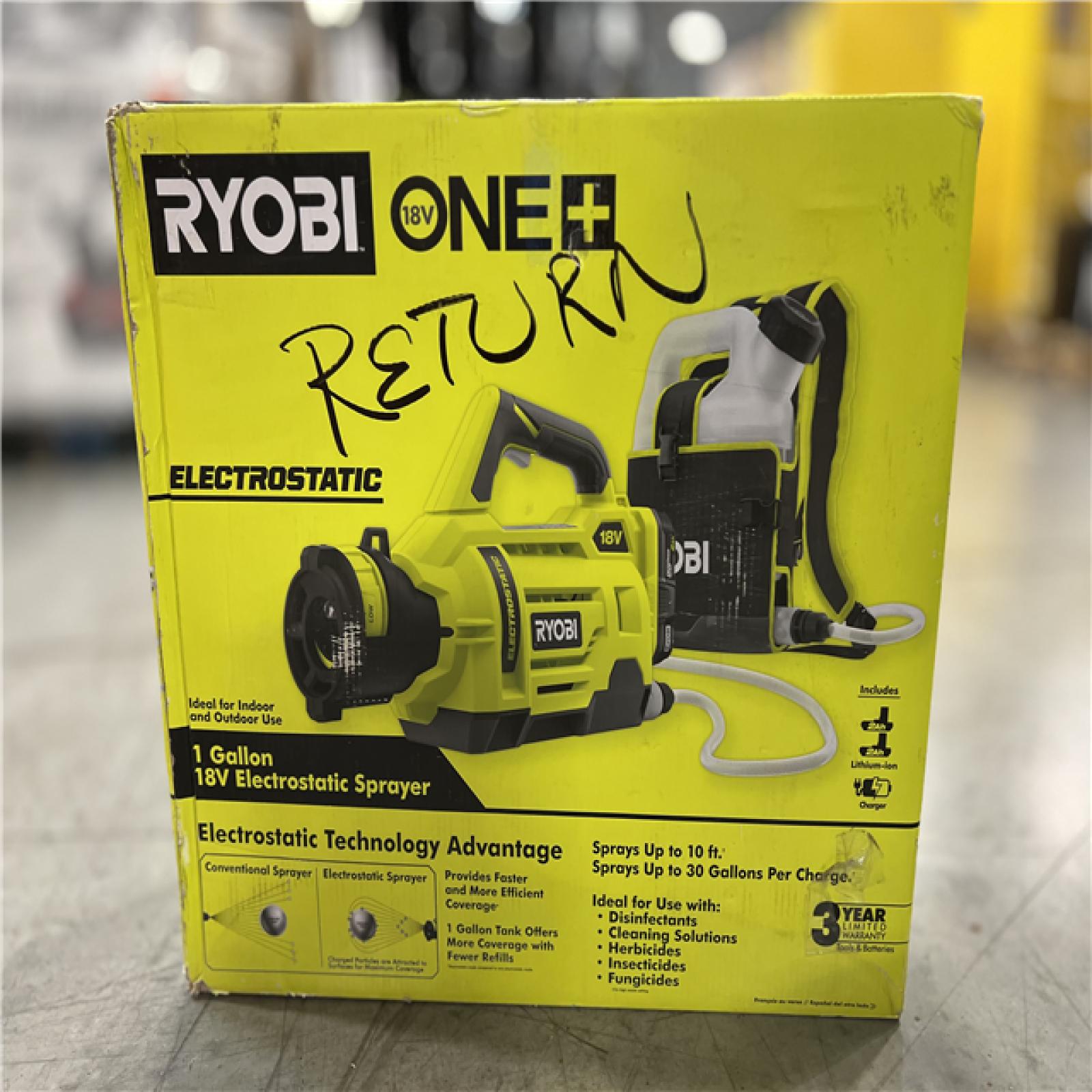 NEW! -  Ryobi 18V 1 gal Lithium-Ion Cordless Electrostatic Sprayer with Battery & Charger