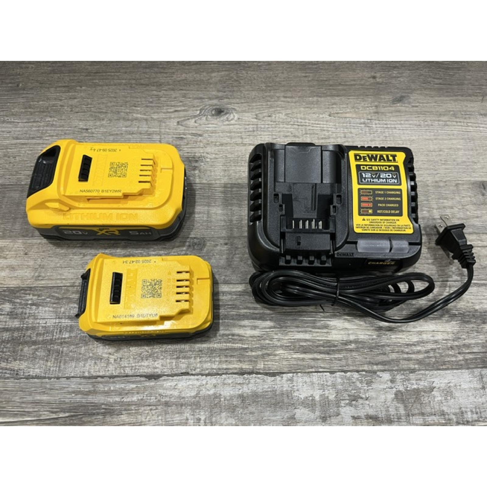 AS-IS DEWALT 20V MAX XR POWERSTACK Lithium-Ion Battery Starter Kit with 5.0Ah and 1.7Ah Batteries and Charger