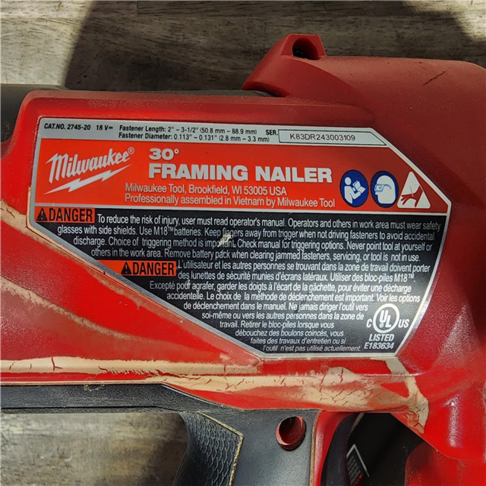 HOUSTON LOCATION - AS-IS M18 FUEL 3-1/2 in. 18-Volt 30-Degree Lithium-Ion Brushless Cordless Framing Nailer (Tool-Only)