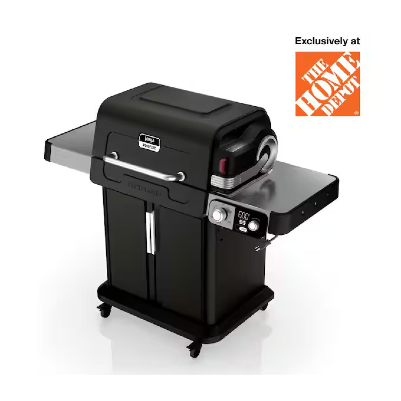 DALLAS LOCATION - NINJA FlexFlame Plus 3-Burner Outdoor Cooking BBQ, 5-in-1 Propane and Electric Grill, Smoker, Roaster, Pizza Maker in Black