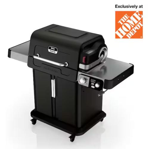 DALLAS LOCATION - NINJA FlexFlame Plus 3-Burner Outdoor Cooking BBQ, 5-in-1 Propane and Electric Grill, Smoker, Roaster, Pizza Maker in Black