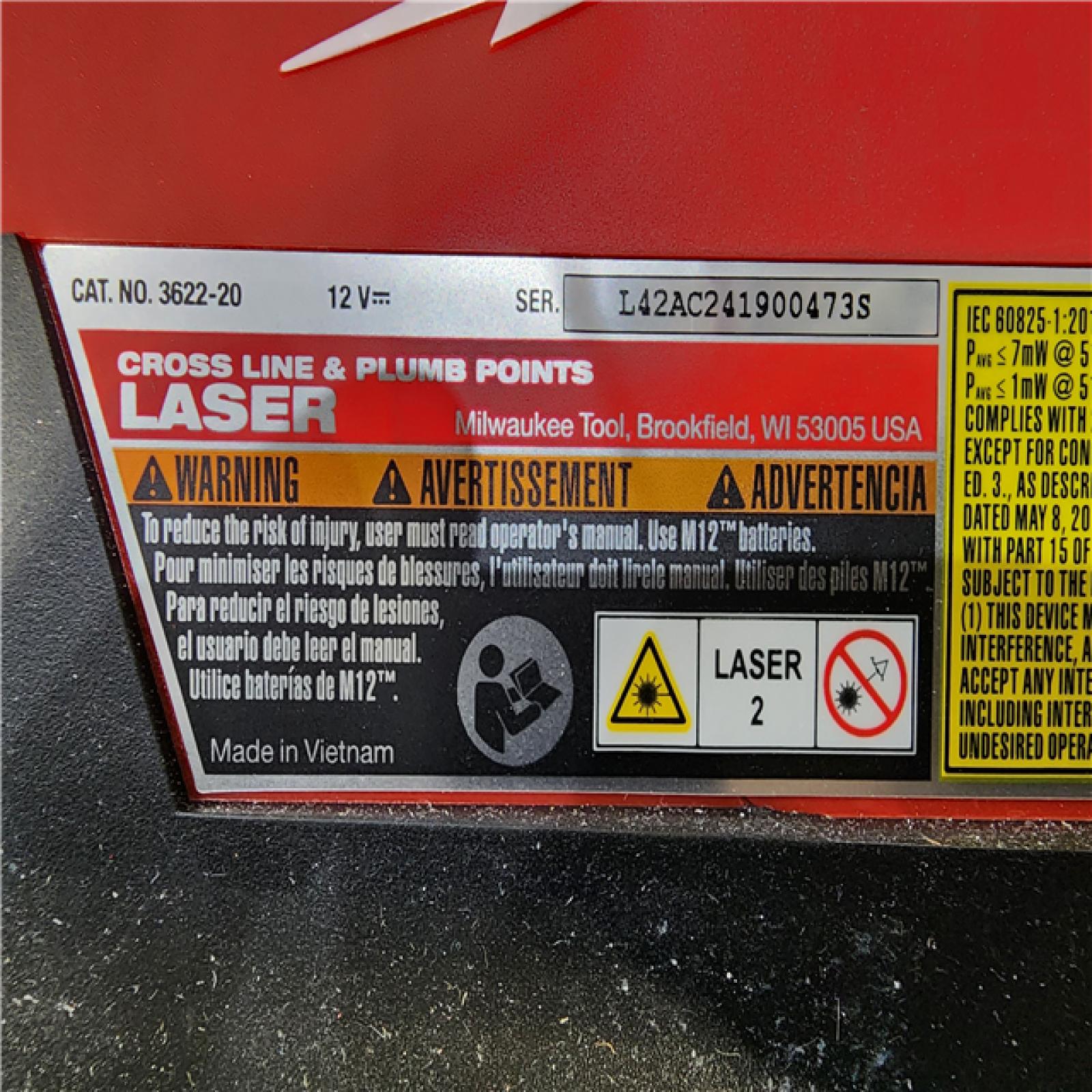 HOUSTON LOCATION - AS-IS M12 12-Volt Lithium-Ion Cordless Green 125 Ft. Cross Line and Plumb Points Laser Level (Tool-Only)