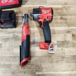 HOUSTON LOCATION - AS - IS M18 FUEL 18V Cordless Mid Torque 1/2 in. Impact Wrench W/ M12 FUEL 3/8 in. Ratchet & Battery/Charger Combo Kit