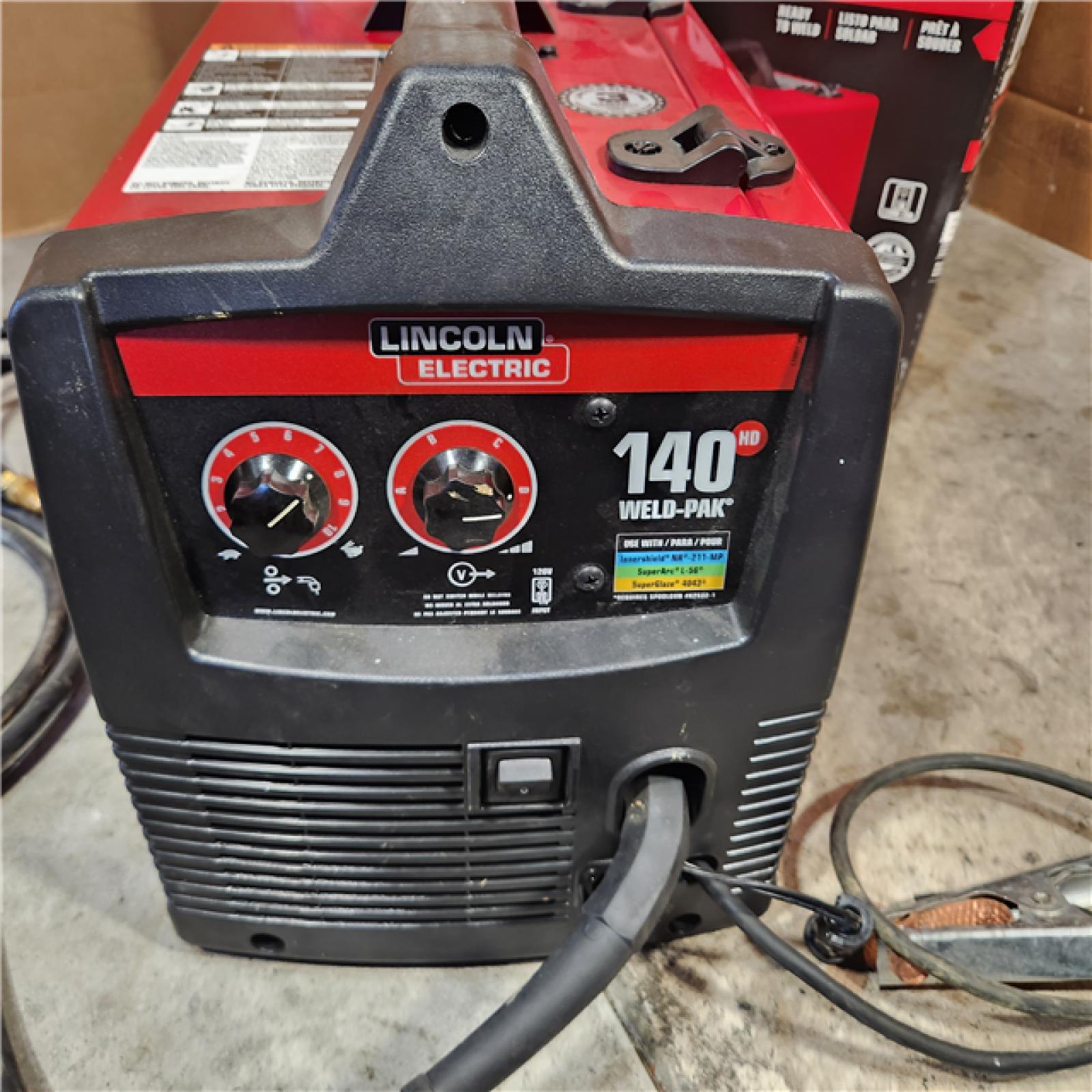 Houston Location - AS-IS Lincoln Electric Weld-Pak 140 Amp MIG and Flux-Core Wire Feed Welder, 115V, Aluminum Welder with Spool Gun Sold Separately - Appears IN USED Condition