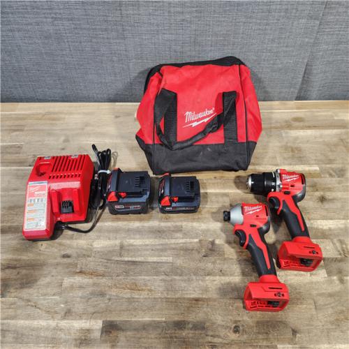 HOUSTON LOCATION - AS-IS M18 18-Volt Lithium-Ion Brushless Cordless Compact Hammer Drill/Impact Combo Kit (2-Tool) with (2) Batteries, Bag