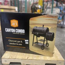 DALLAS LOCATION- NEW! OKLAHOMA JOE'S Canyon Combo Dual Fuel 3-Burner Propane Gas and Charcoal Smoker and Grill