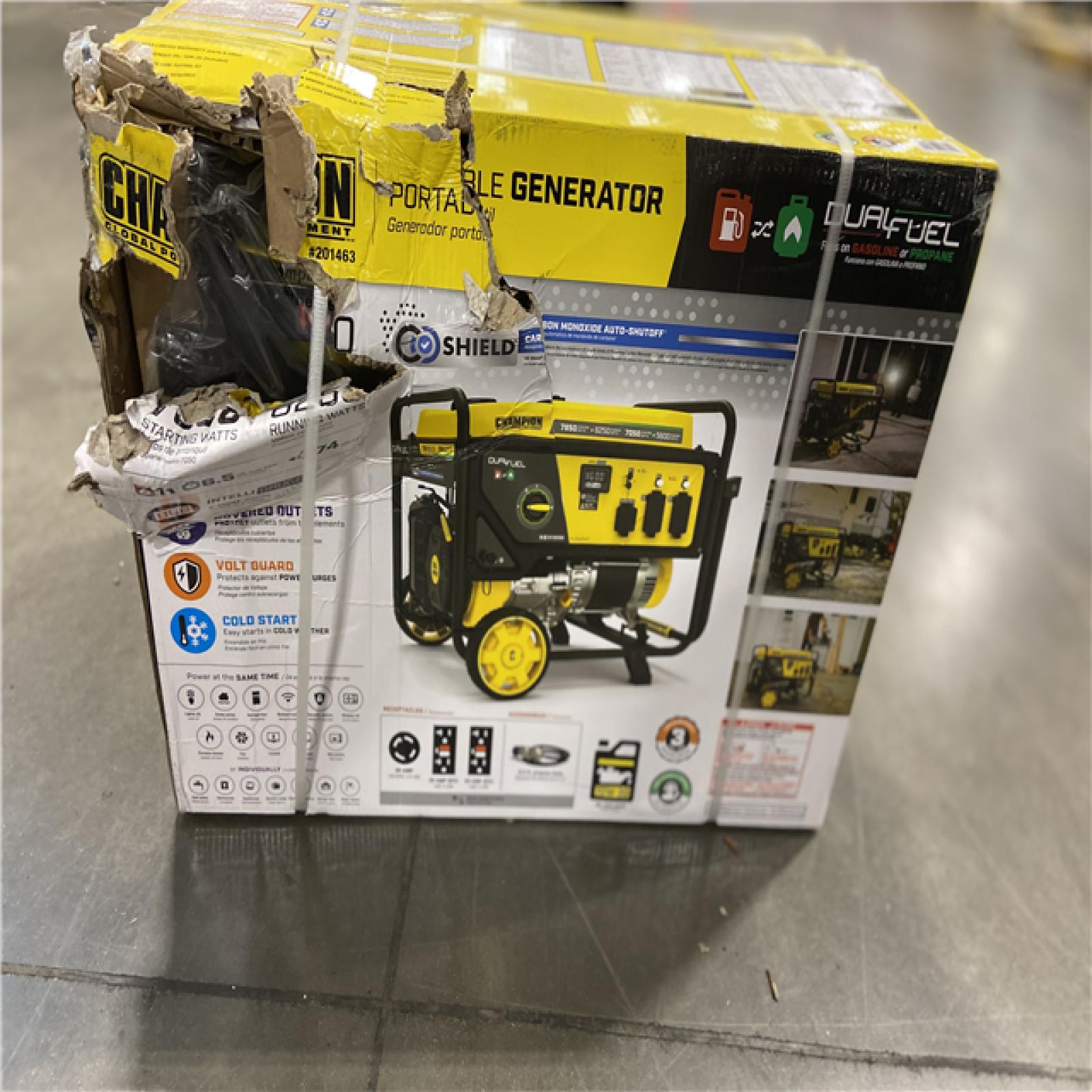 DALLAS LOCATION - Champion Power Equipment 7850/6250-Watt Recoil Start Gasoline and Propane Powered Dual Fuel Portable Generator with CO Shield