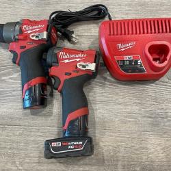 AS-IS Milwaukee FUEL 12-Volt Lithium-Ion Brushless Cordless Hammer Drill and Impact Driver Combo Kit