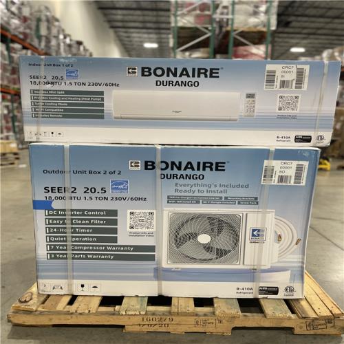 DALLAS LOCATION - NEW! BONAIRE DURANGO 18000 BTU 1.5 TON MINI SPLIT
