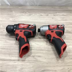 AS-IS Milwaukee 2494-22 M12 Cordless Combination 3/8 Drill / Driver and 1/4 Hex Impact Driver Dual Power Tool Kit