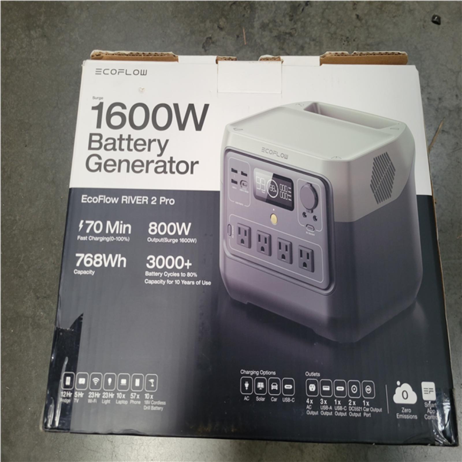 CALIFORNIA AS-IS ECOFLOW 1600-WATT BATTERY GENERATOR