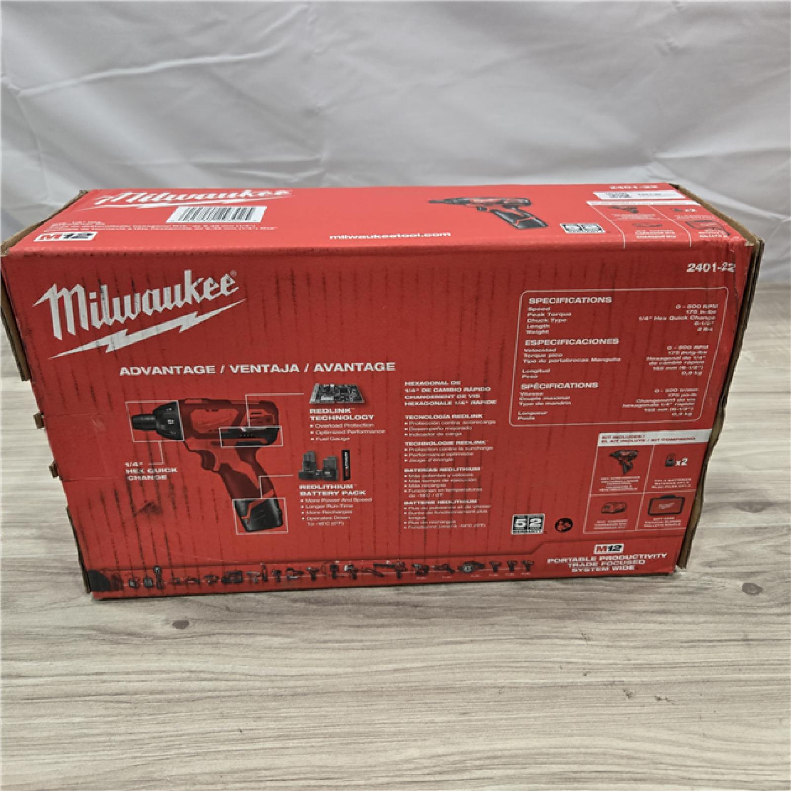 NEW! - Milwaukee 2401-22 - M12 12V Cordless Screwdriver Kit