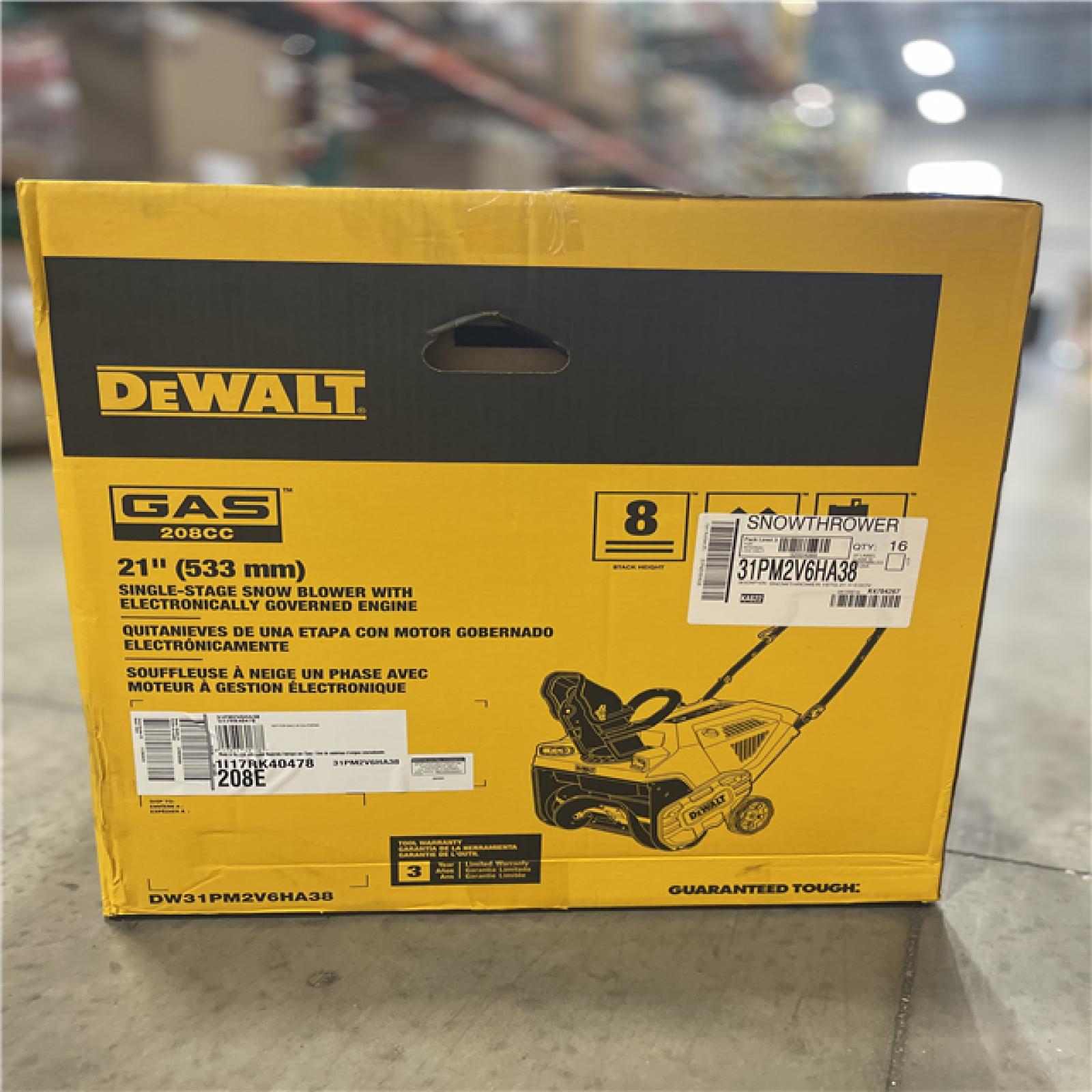 DALLAS LOCATION- NEW!- DEWALT 21 in. 208 cc E-Gov Electric Start Gas Single-Stage Snow Blower