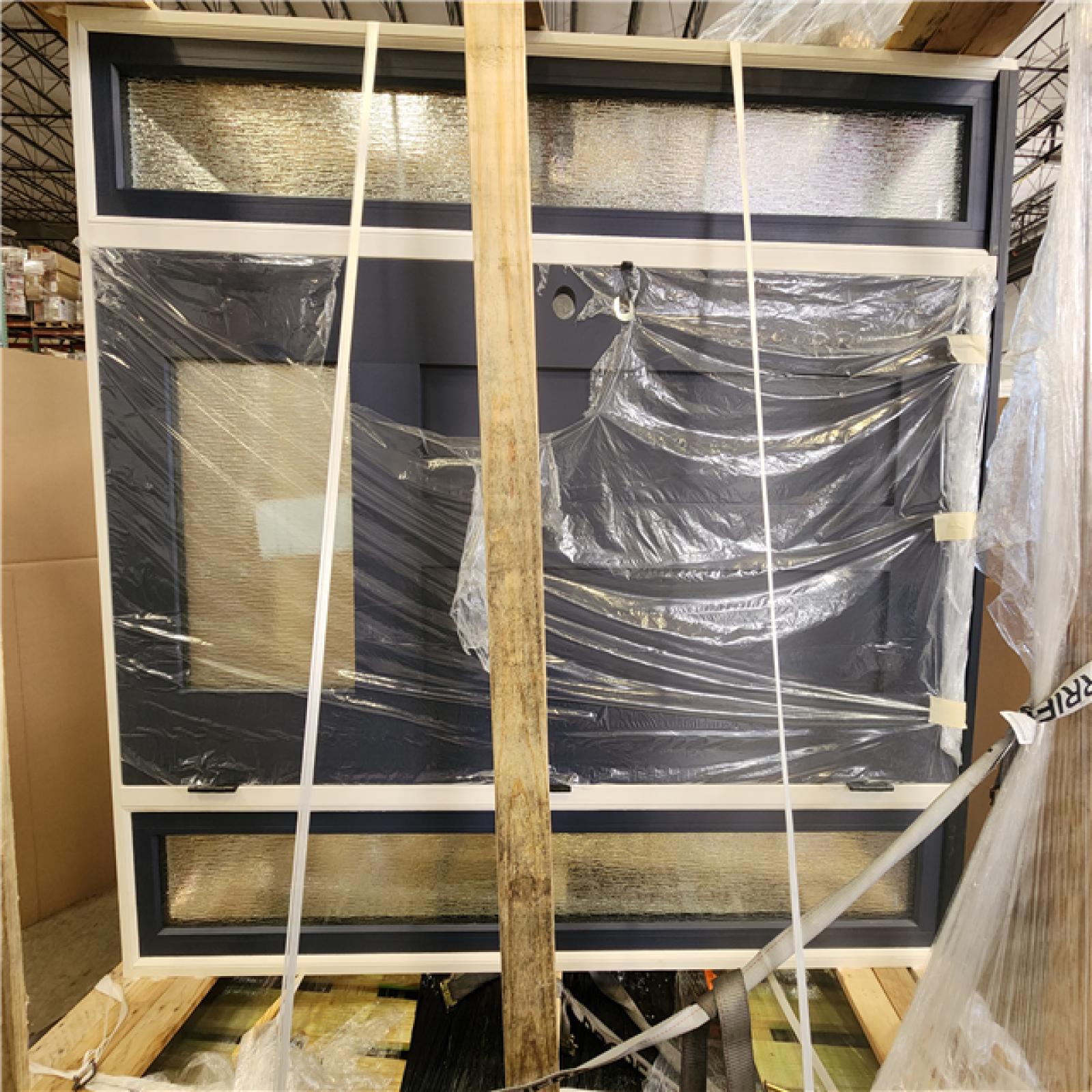 Phoenix Steves & Sons Legacy 64 in. x 80 in. 1/4-Toplite Rain Glass RHIS Dark Denim Finish Fiberglass Prehung Front Door with Dbl 12 in.SL