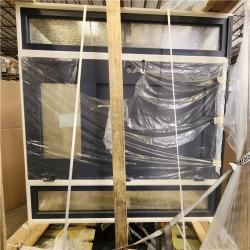 Phoenix Steves & Sons Legacy 64 in. x 80 in. 1/4-Toplite Rain Glass RHIS Dark Denim Finish Fiberglass Prehung Front Door with Dbl 12 in.SL