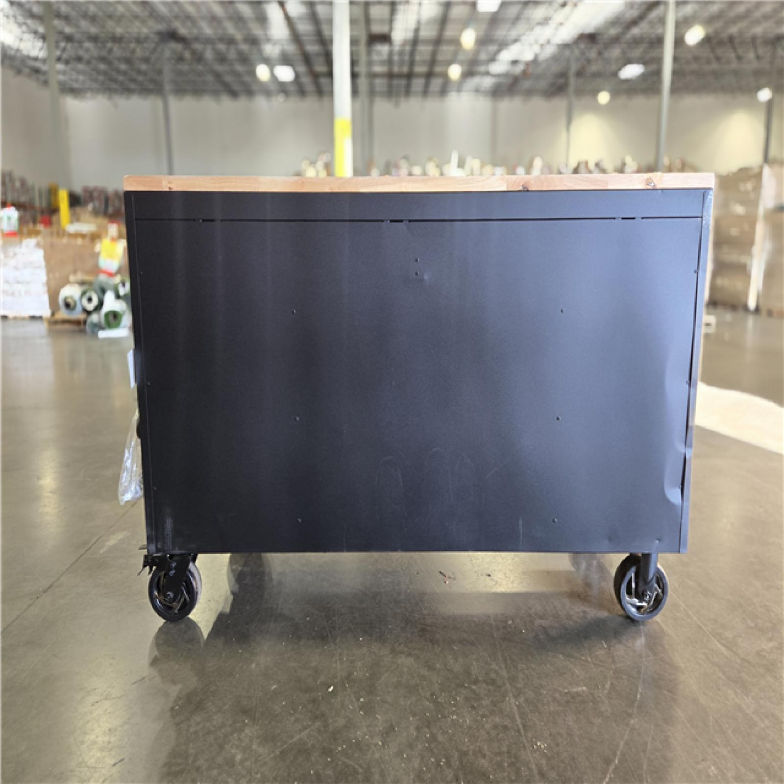DALLAS LOCATION- AS-IS HUSKY Heavy Duty 61 in. W x 22 in. D 15-Drawer Matte Black Mobile Workbench Cabinet