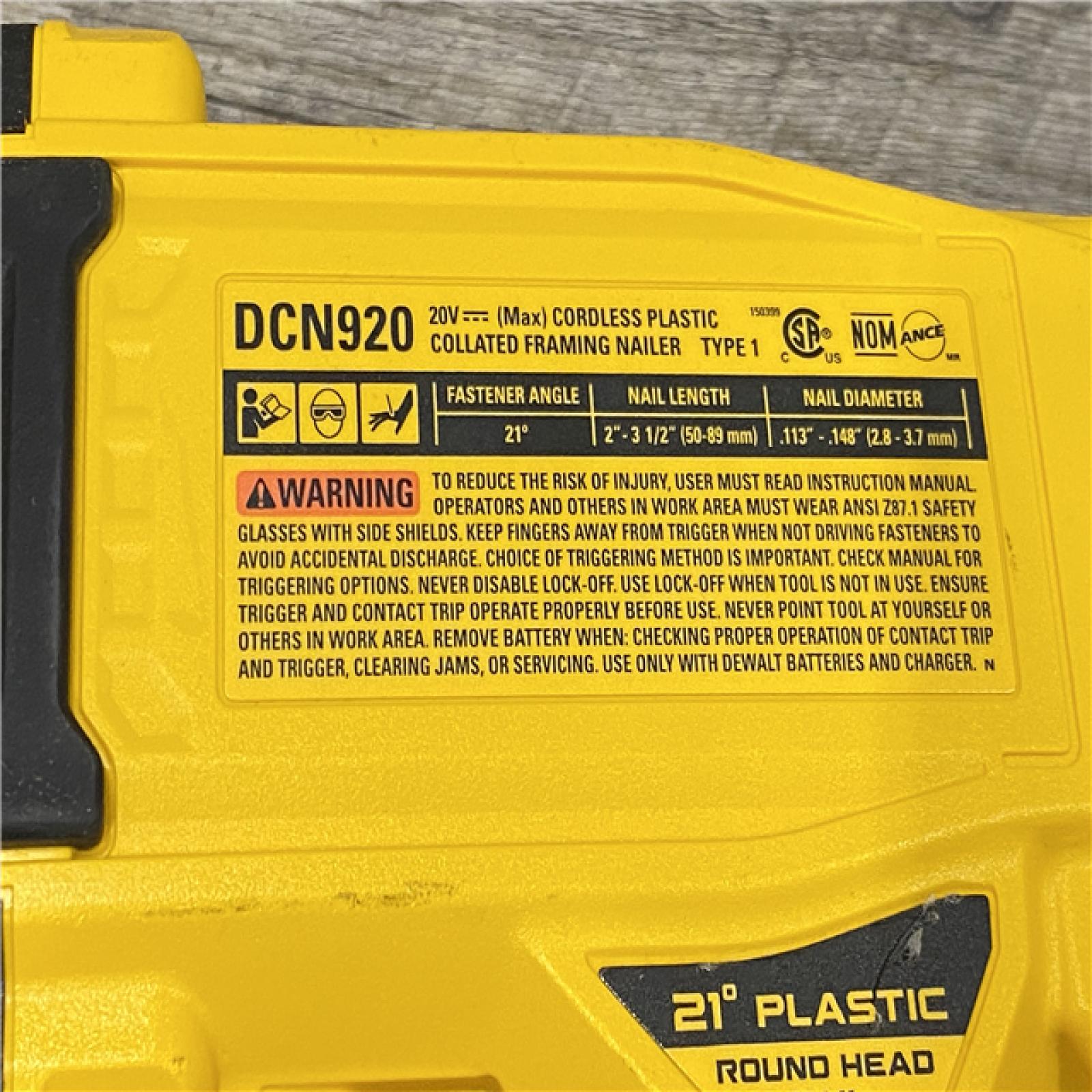 AS-IS DEWALT 20-Volt 21° Cordless Framing Nailer (Tool-Only)
