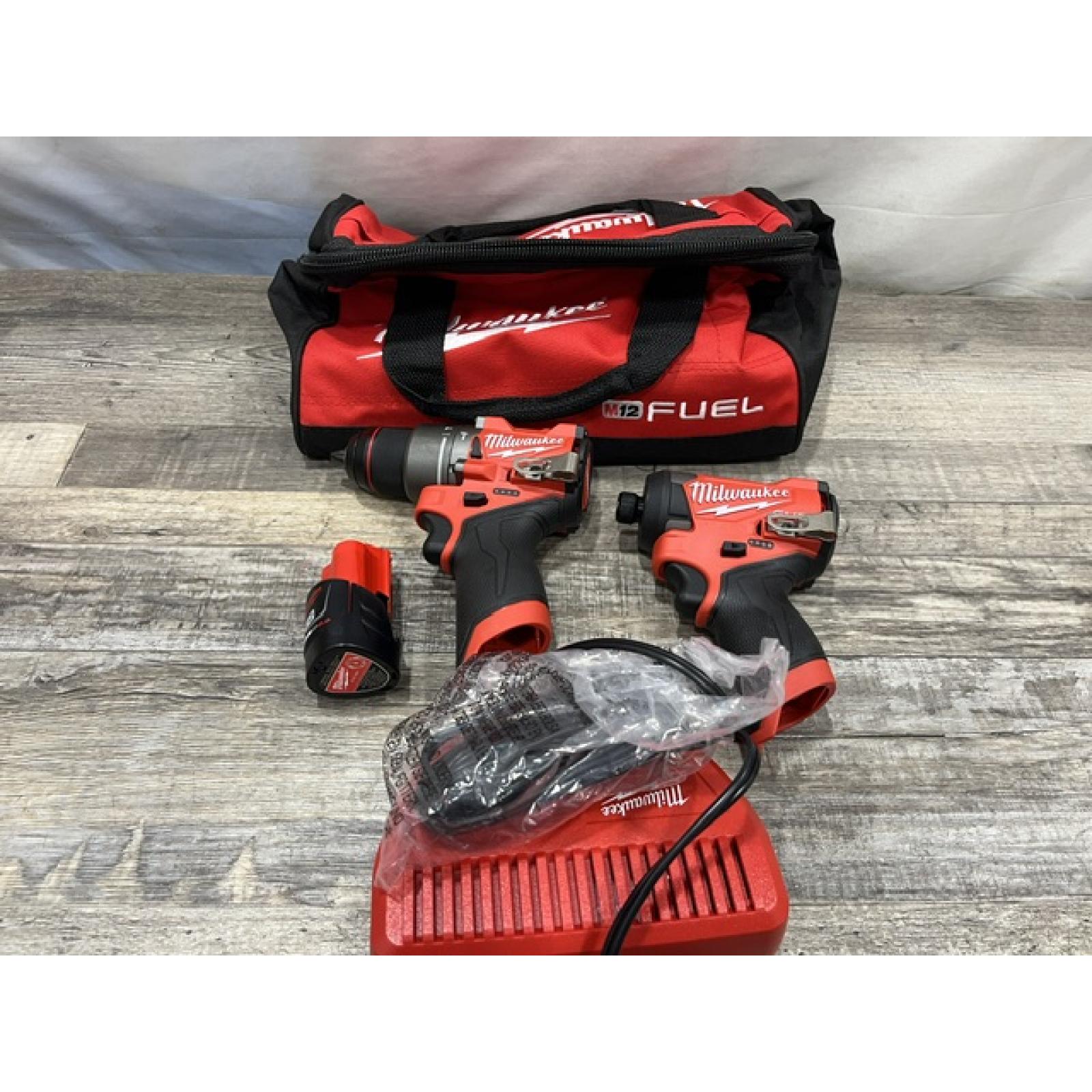 AS-IS Milwaukee FUEL 12-Volt Lithium-Ion Brushless Cordless Hammer Drill and Impact Driver Combo Kit