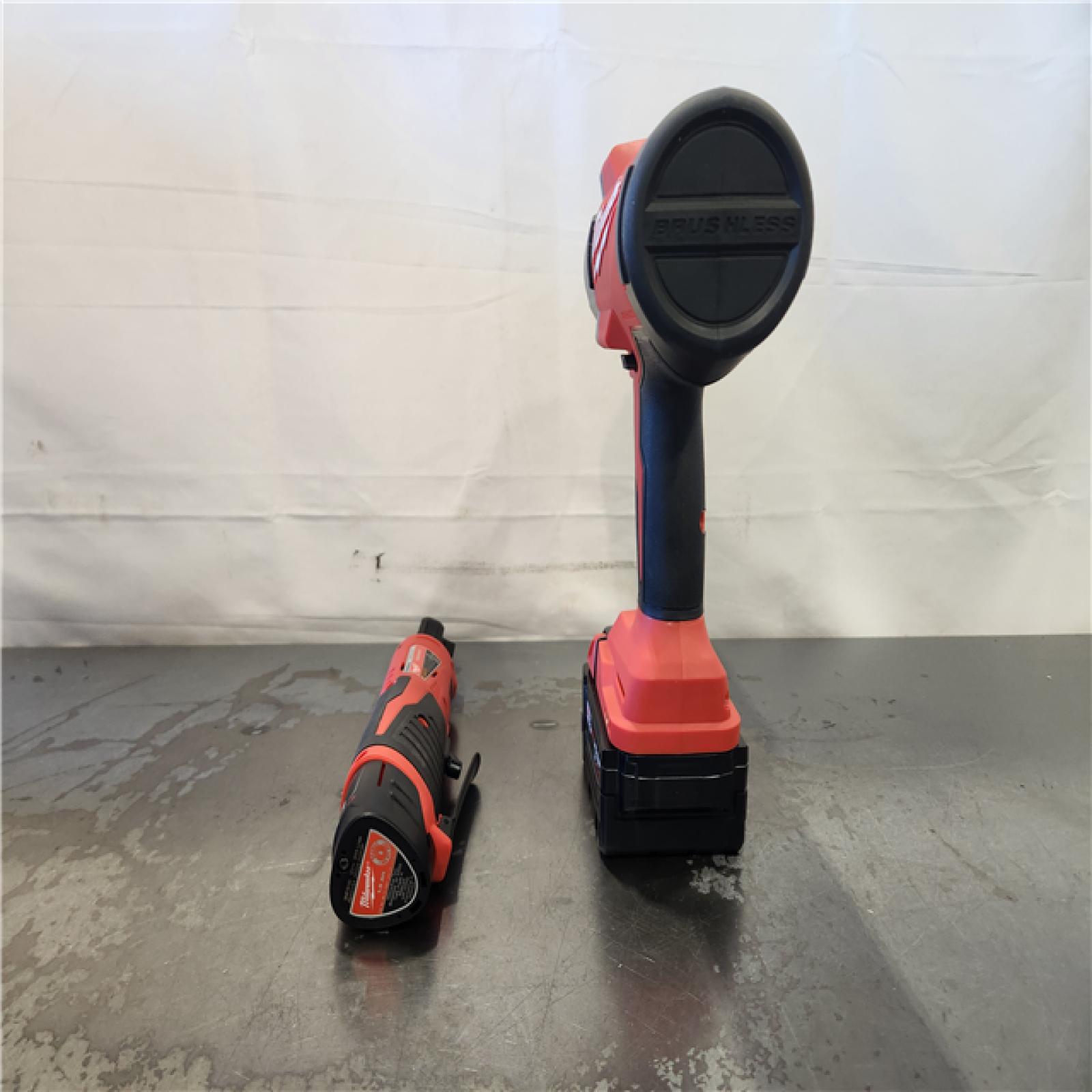 AS-IS- Milwaukee 12/18V Lithium-Ion Cordless 3/8 in. Ratchet and 1/2 in. High Torque Impact Wrench with Friction Ring Combo Kit