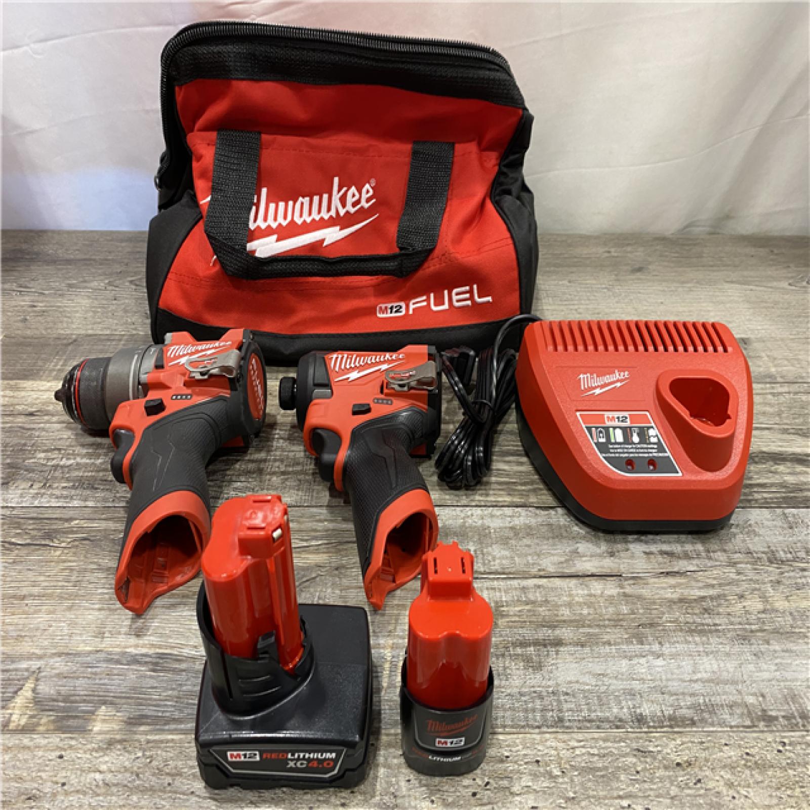 AS-IS Milwaukee FUEL 12-Volt Lithium-Ion Brushless Cordless Hammer Drill and Impact Driver Combo Kit