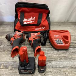 AS-IS Milwaukee FUEL 12-Volt Lithium-Ion Brushless Cordless Hammer Drill and Impact Driver Combo Kit
