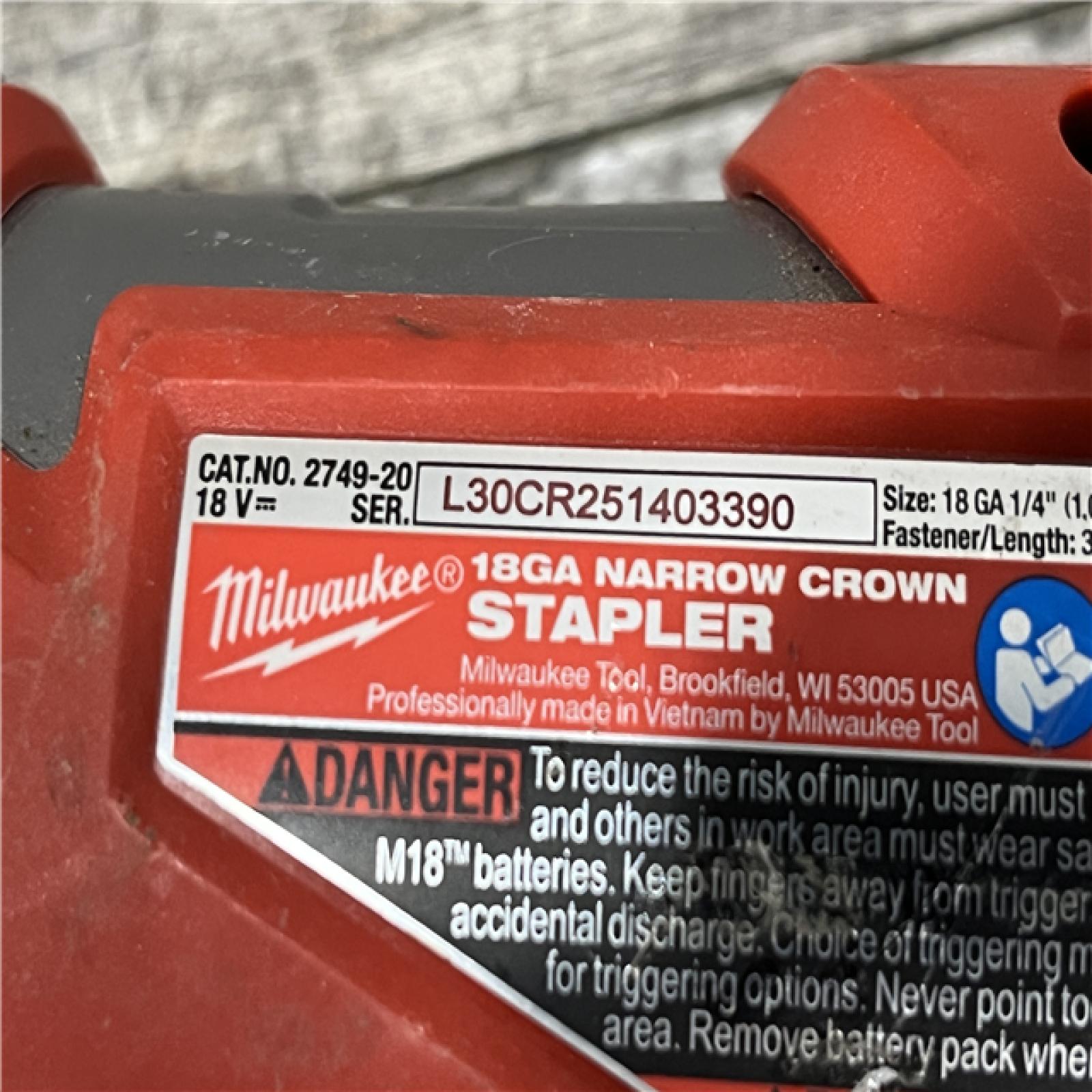 AS-IS Milwaukee FUEL 18-Volt Lithium-Ion Brushless Cordless 18-Gauge 1/4 in. Narrow Crown Stapler (Tool-Only)