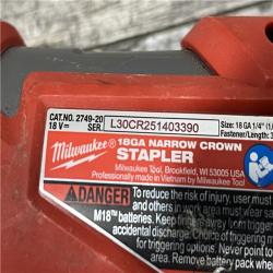 AS-IS Milwaukee FUEL 18-Volt Lithium-Ion Brushless Cordless 18-Gauge 1/4 in. Narrow Crown Stapler (Tool-Only)