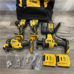 LIKE NEW - DEWALT ATOMIC 20-Volt Lithium-Ion Cordless Brushless (4-Tool) Combo Kit