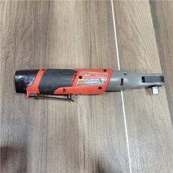 AS-IS  Milwaukee M12 FUEL 12-Volt Lithium-Ion Brushless Cordless 1/2 in. Ratchet Kit W/ (2) 2.0Ah Batteries, Charger & Tool Bag