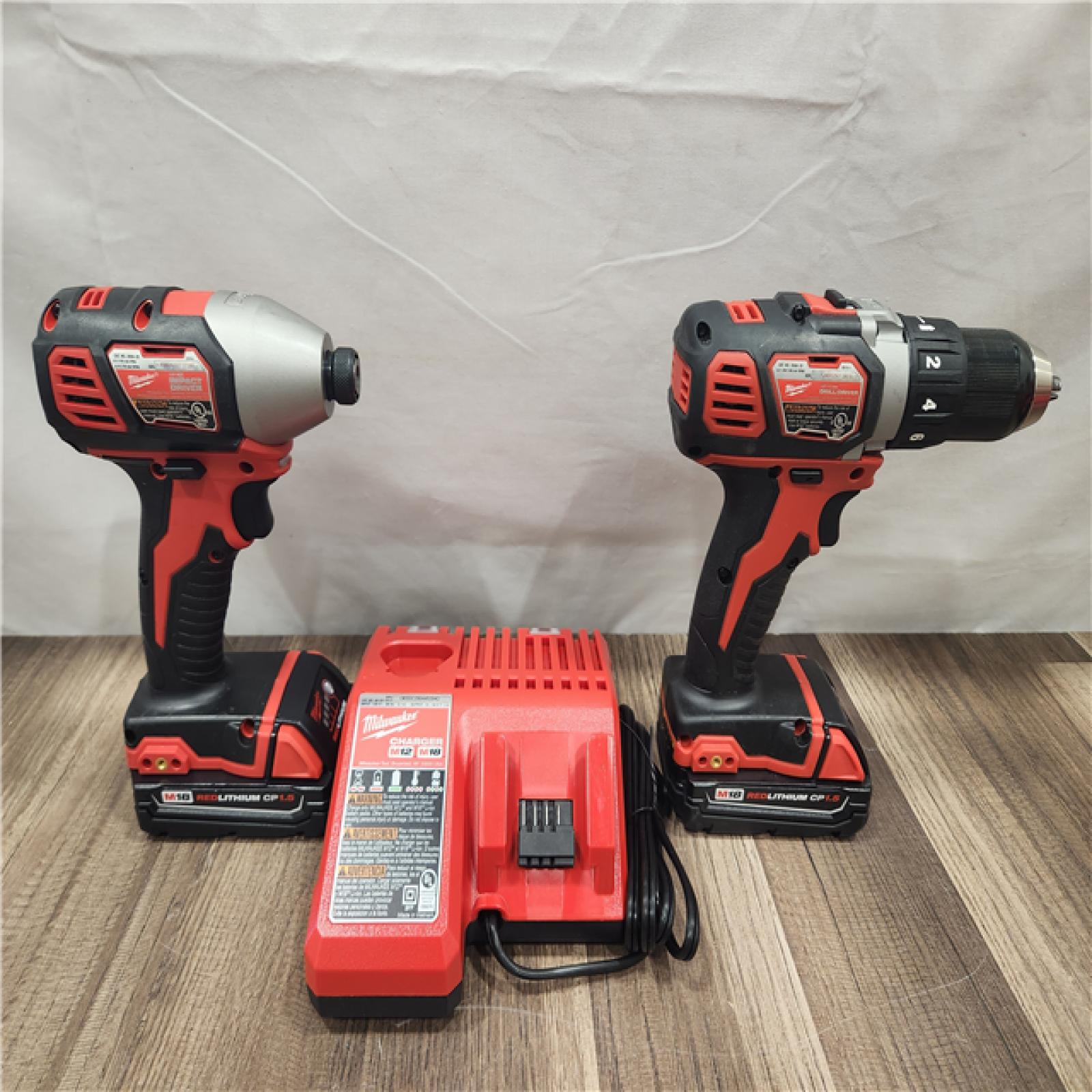 AS-IS- Milwaukee 18V Cordless Brushed 2-Tool Drill/Driver and Impact Driver Kit