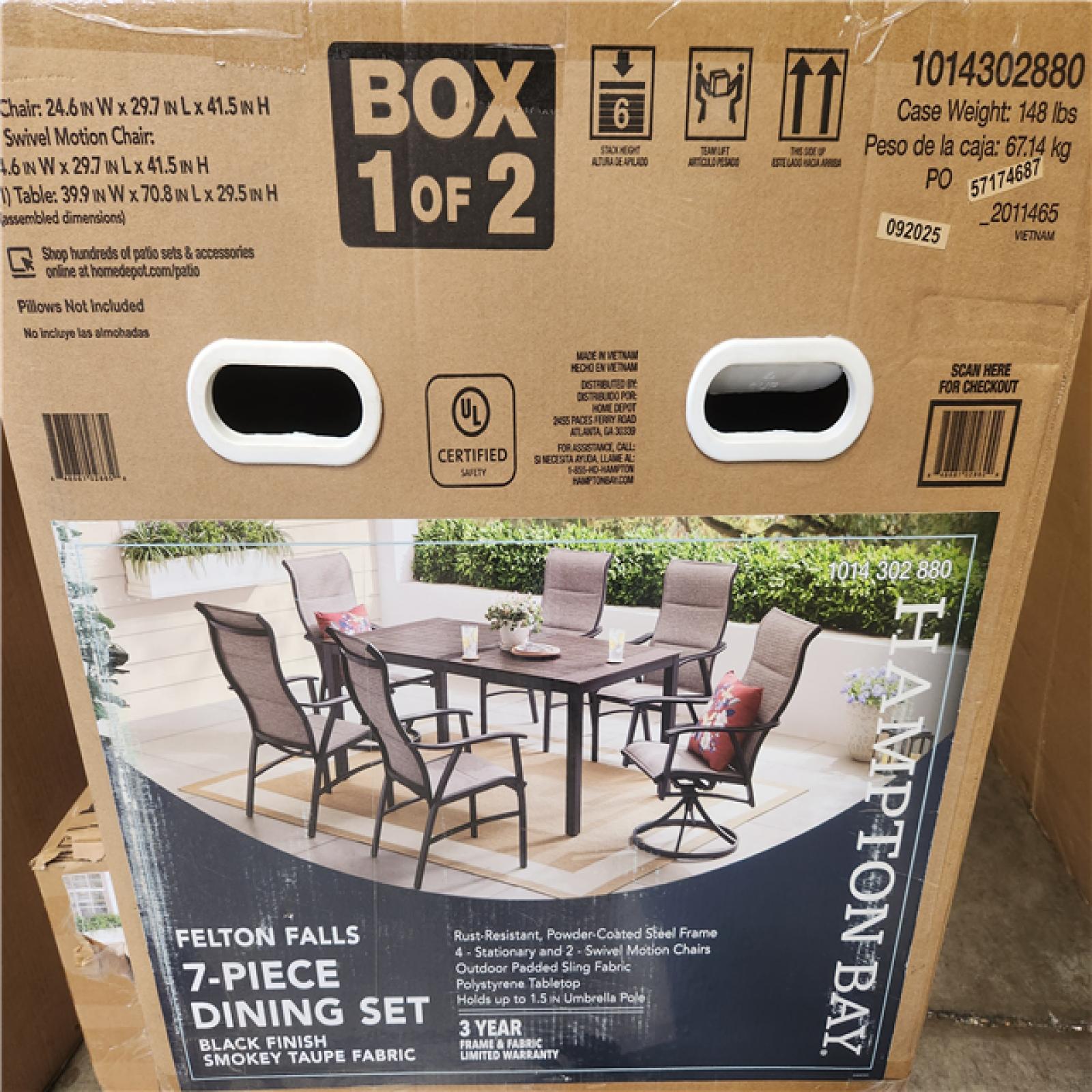 Phoenix LIKE NEW Hampton Bay Felton Falls 7-Piece Padded Sling Outdoor Dining Set