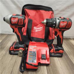 AS-IS- Milwaukee 18V Cordless Brushed 2-Tool Drill/Driver and Impact Driver Kit