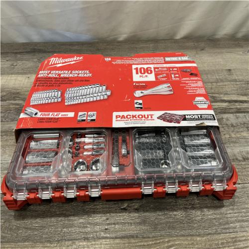 NEW - Milwaukee 3/8 in. and 1/4 in. Drive SAE/Metric Ratchet and Socket Mechanics Tool Set with PACKOUT Case (106-Piece)