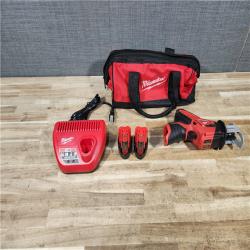 HOUSTON LOCATION - AS - IS Milwaukee M12 12-Volt Lithium-Ion HACKZALL Cordless Reciprocating Saw W/ (2) 1.5Ah Batteries  Charger and Bag
