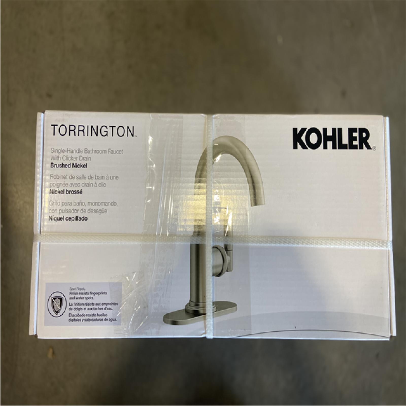 NEW! - KOHLER Torrington Single Handle Single Hole Bathroom Faucet in Vibrant Brushed Nickel (2 UNITS)